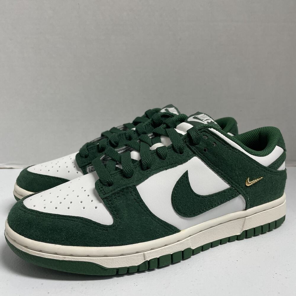 Nike Dunk Low Gorge Green Mini Swoosh IB4417 100 Size 7.5 Women White Suede Shoe
